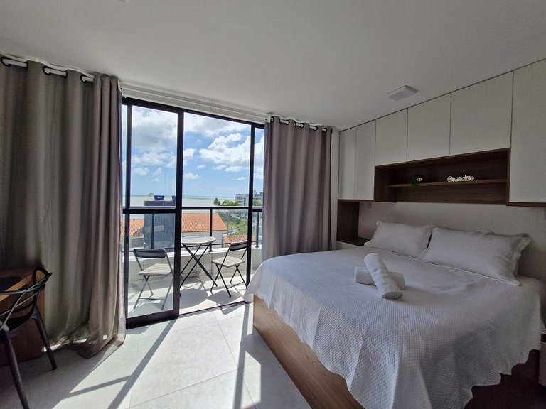 Flat Praia do Bessa com Varanda e vista mar