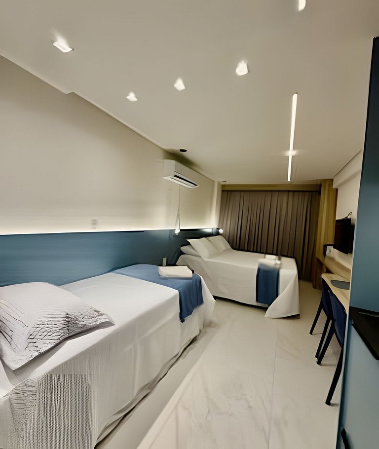 Studio espaçoso e confortável a 100m da praia